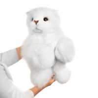 На фото огромная мягкая игрушка кот из натурального меха песца белый пушок Holich Toys 