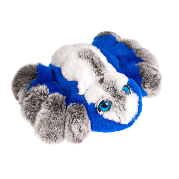 Картинка мягкая игрушка паук из натурального меха кролика рекс спайди серо-синий Holich Toys в разных ракурса