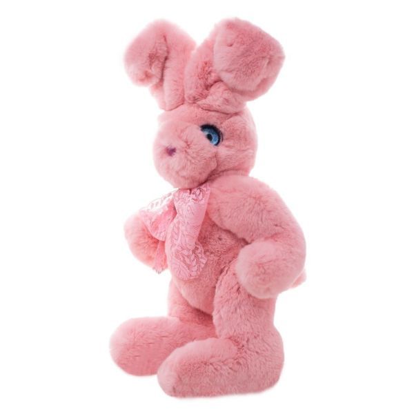 Мягкая игрушка зайка - тедди из натурального меха Франц нежно розовый